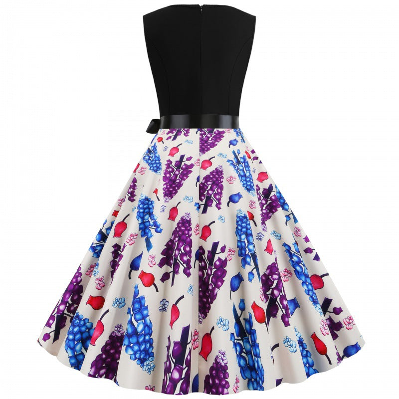 Damen Swingkleid mit floralem Muster und Taillengürtel Drune