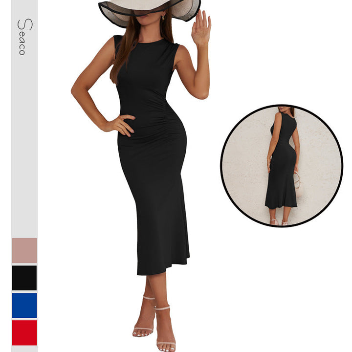 Damen Elegantes Midikleid mit Raffungsdetails Drune
