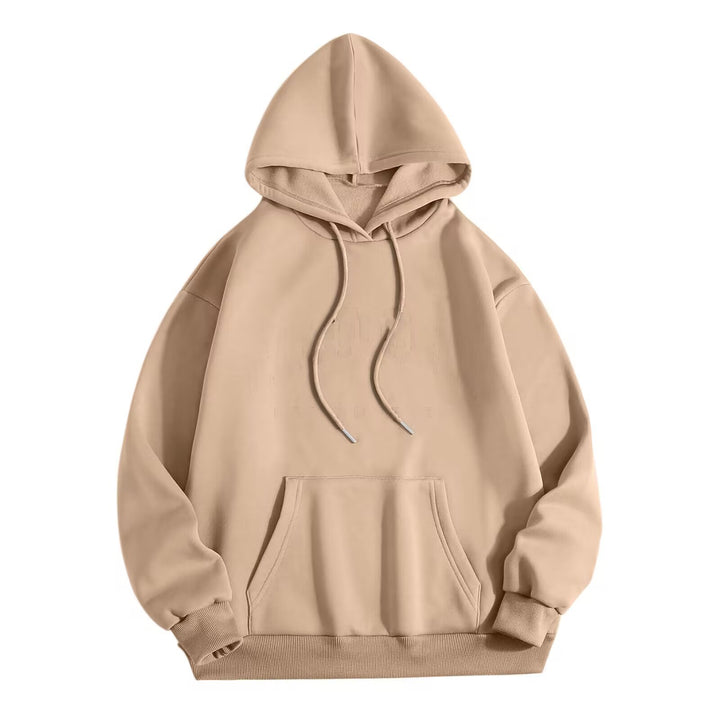 Unisex Oversize-Fleece-Hoodie mit tiefer Schulter, Kängurutasche und breitem Rippbund Drune