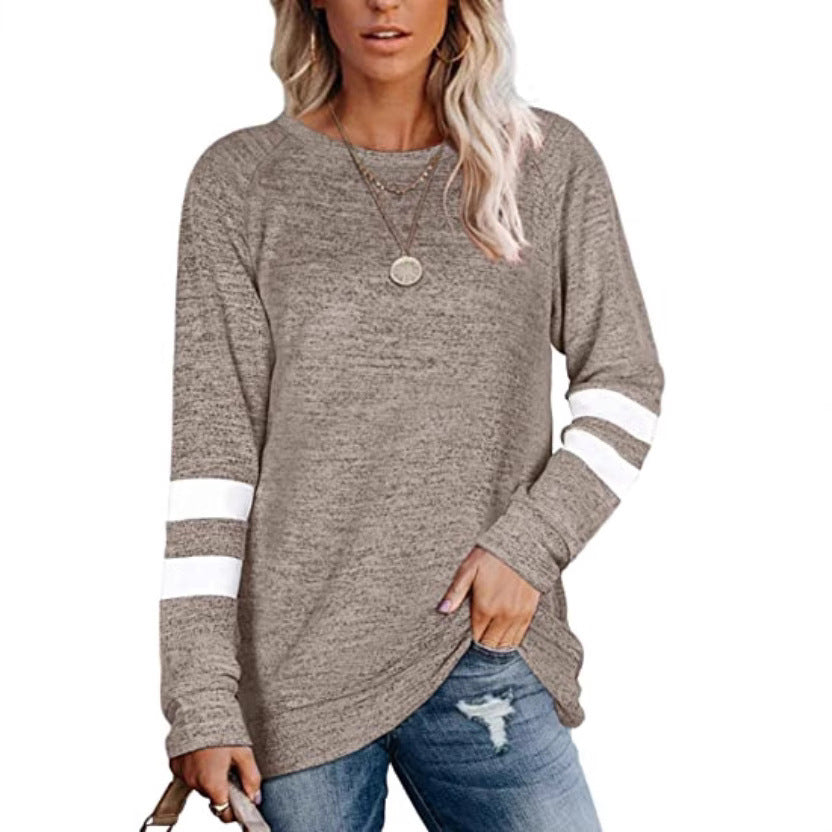 Damen lässiges Langarmshirt mit kontrastierenden Ärmeldetails Drune