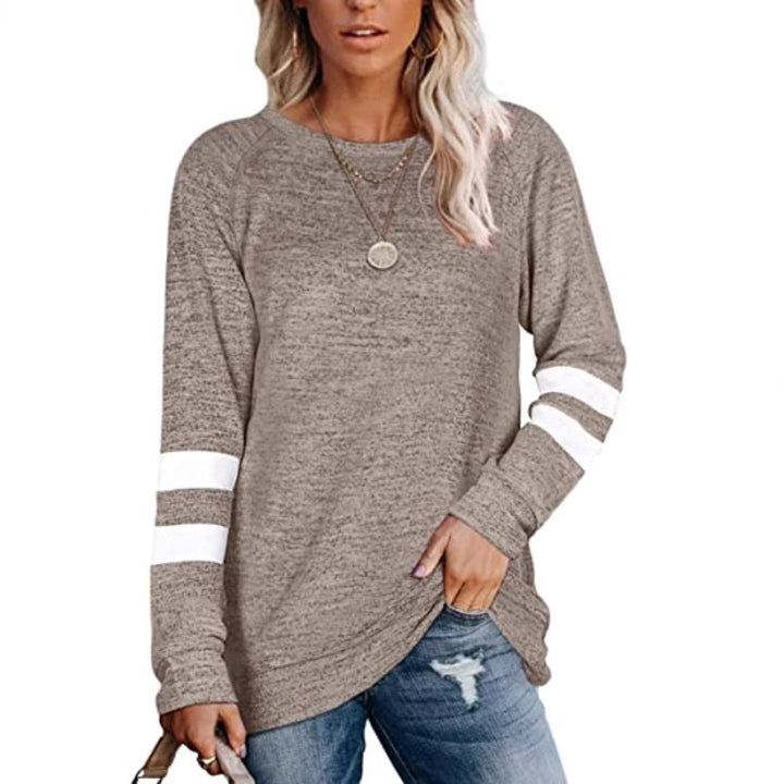 Damen lässiges Langarmshirt mit kontrastierenden Ärmeldetails Drune