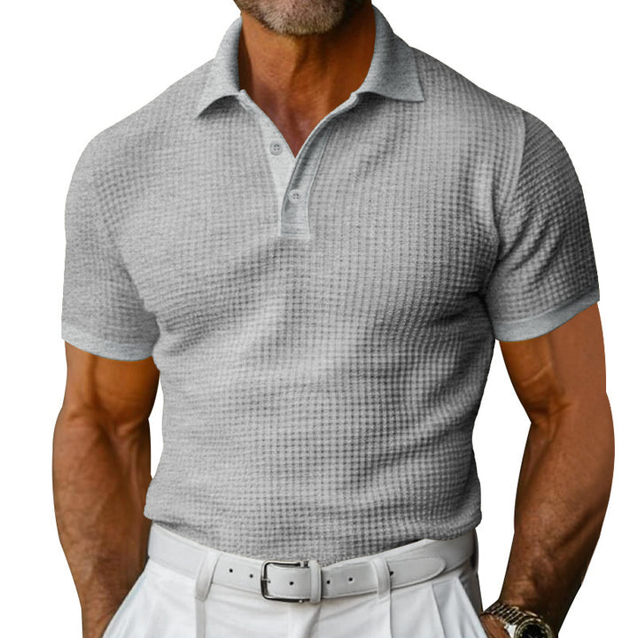 Herren nan strukturiertes Poloshirt mit Waffelpiqué und tailliertem Schnitt Drune