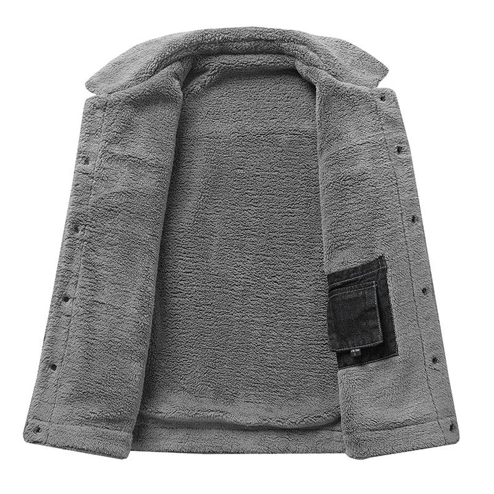 Herren Lässige Denimjacke mit Teddyfellkragen Drune