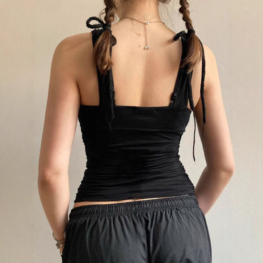 Damen Spaghetti-Trägertop mit floralem Druck und elegantem V-Ausschnitt Drune
