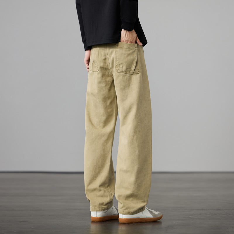 Herren Weite Baumwoll-Canvas Cargo-Hose mit Tunnelzugbund und Mehrfachtaschen Drune