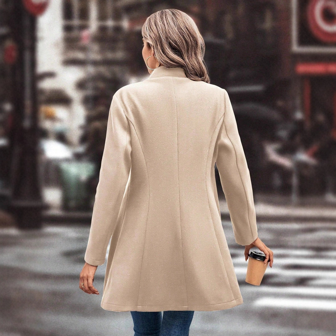 Damen eleganter Wintermantel mit asymmetrischem Schnitt und hohem Kragen Drune