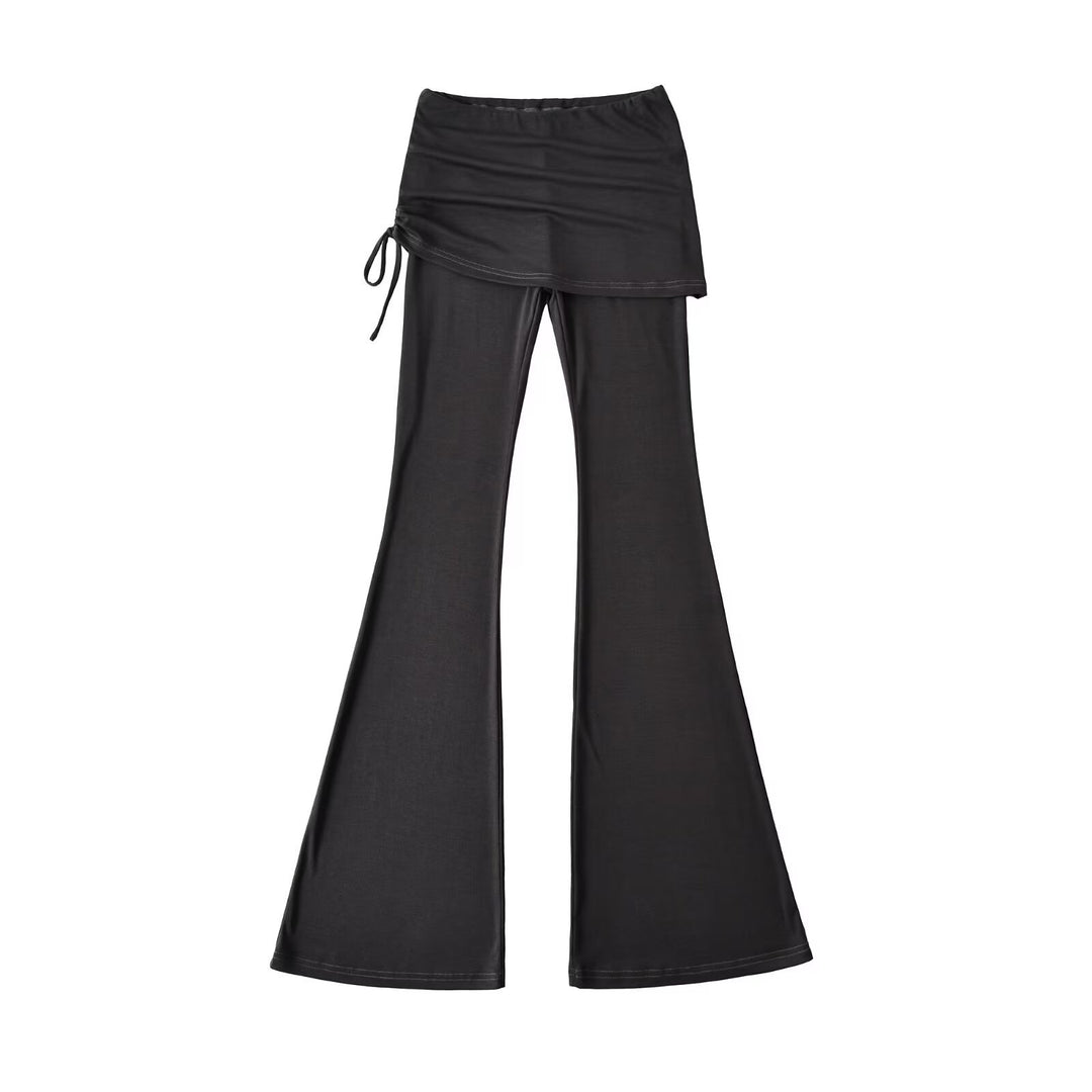 Damen Schlaghose mit integrierter Mini‑Rock‑Überlage und Kordelzug Drune