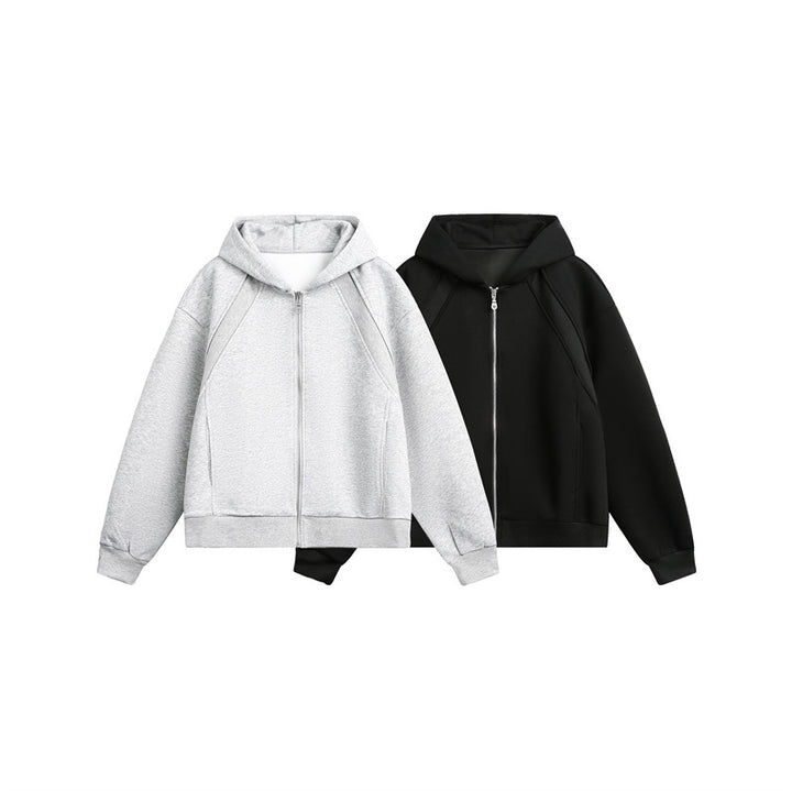 Unisex Leichte Oversize‑Kapuzen‑Sweatjacke mit durchgehendem Reißverschluss, Raglanärmeln und Eingrifftaschen Drune