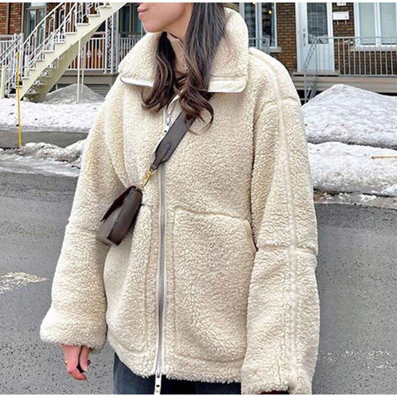 Damen modische Fleecejacke mit praktischen Taschen und Stehkragen Drune