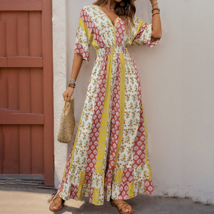 Damen Jumpsuit mit weitem Bein und elastischem Taillenzug Drune