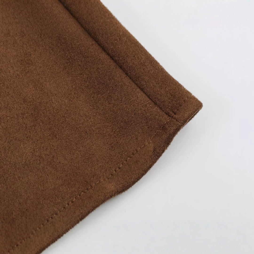 Damen A-Linien Midirock aus Veloursoptik mit hoher Taille Drune