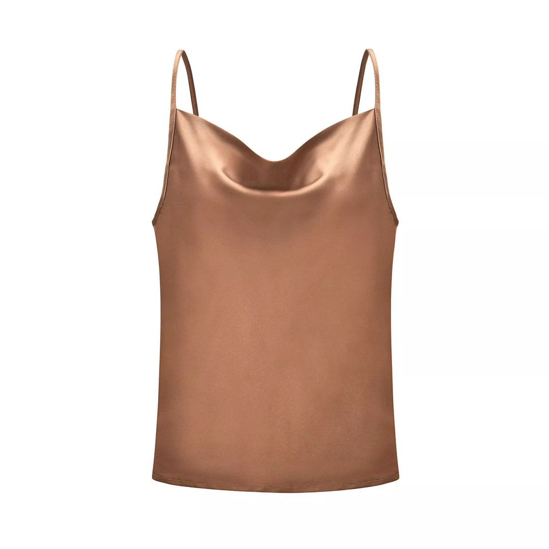 Damen Satin Top mit tiefem Ausschnitt und verstellbaren Trägern Drune