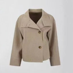 Damen modische Übergangsjacke mit elegantem Kragen und praktischen Knopfdetails Drune