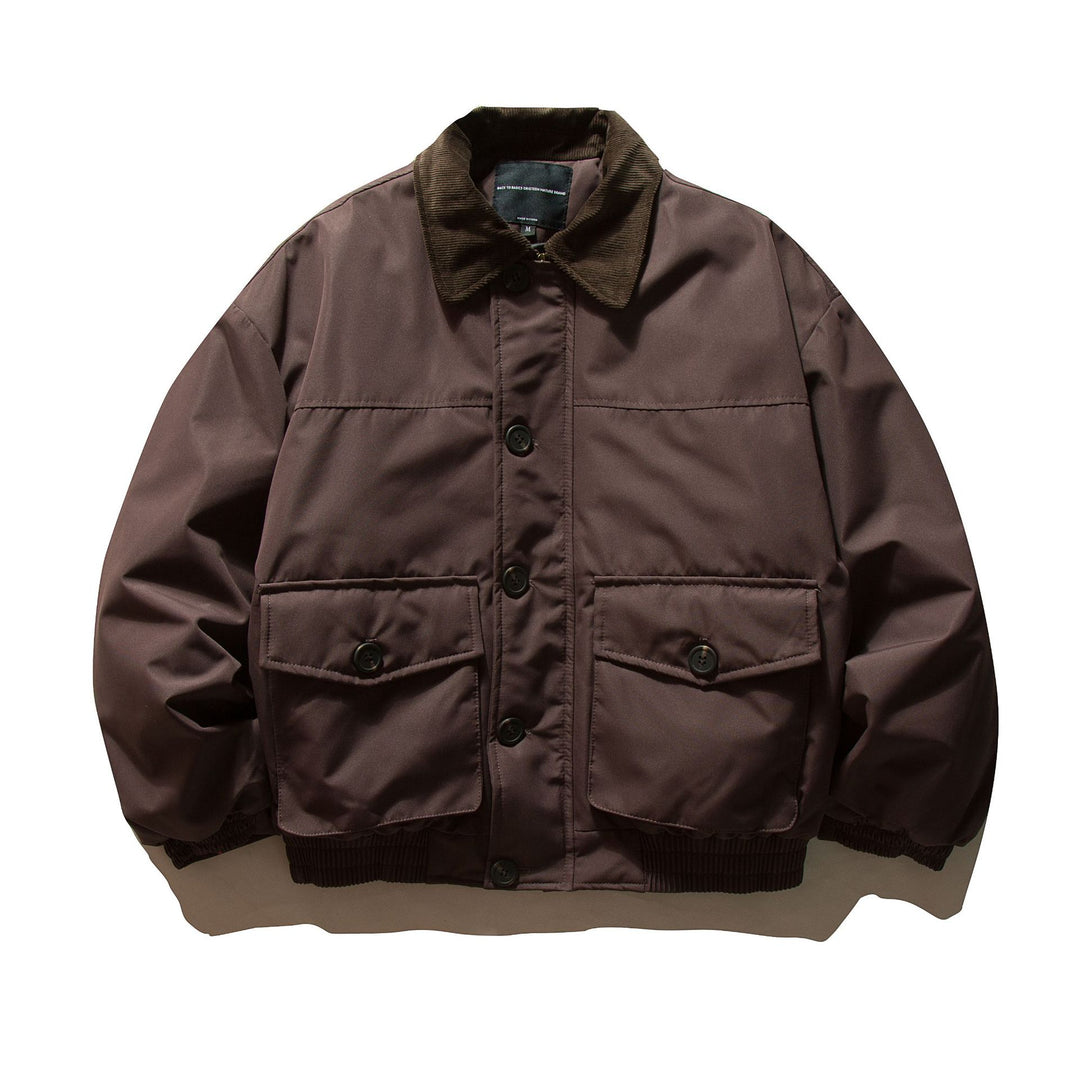 Herren Kurz geschnittener thermoisolierter Field‑Blouson mit Cordkragen und großzügigen Pattentaschen Drune