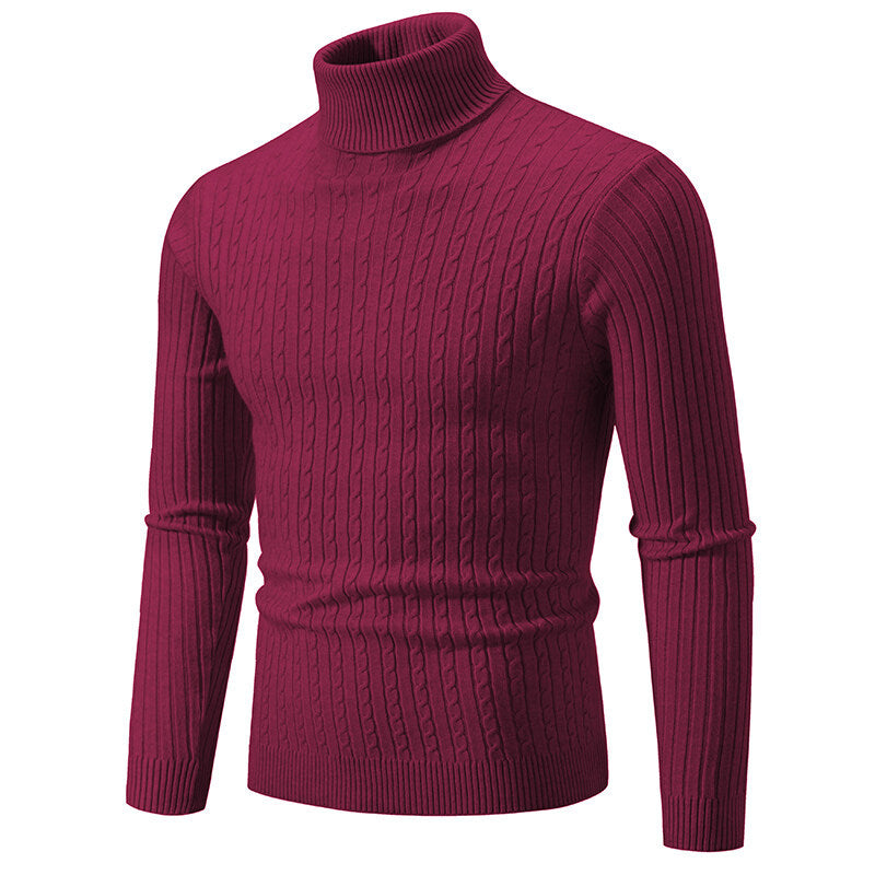 Herren nan Rollkragenpullover mit Zopfstrick und schlanker Passform Drune