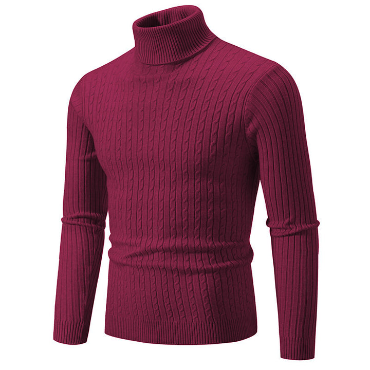 Herren nan Rollkragenpullover mit Zopfstrick und schlanker Passform Drune