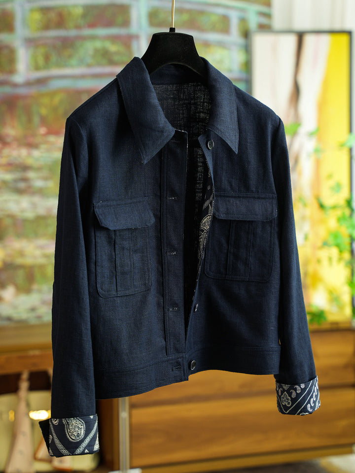 Damen Modische Baumwolljacke mit asymmetrischem Kragen Drune