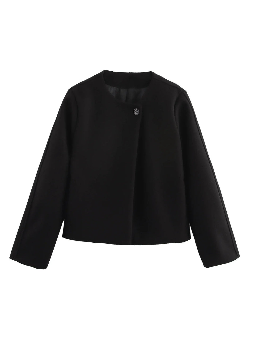 Damen elegante Kurzjacke im minimalistischen Design mit praktischem Knopf Drune