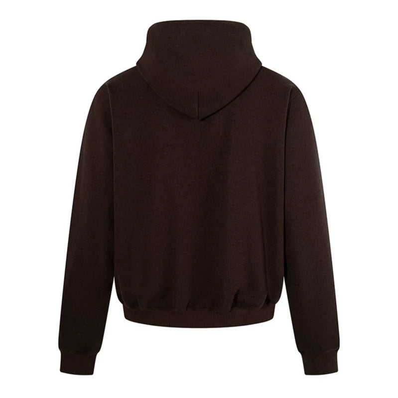Herren Kapuzen‑Sweatjacke mit karierter Kapuzenfütterung, Metallreißverschluss und geripptem Saum Drune