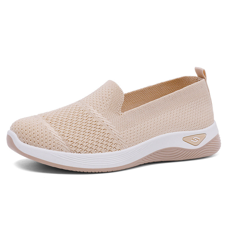 Damen Leichte Slip-On Freizeitschuhe mit atmungsaktiver Strickoberfläche Drune