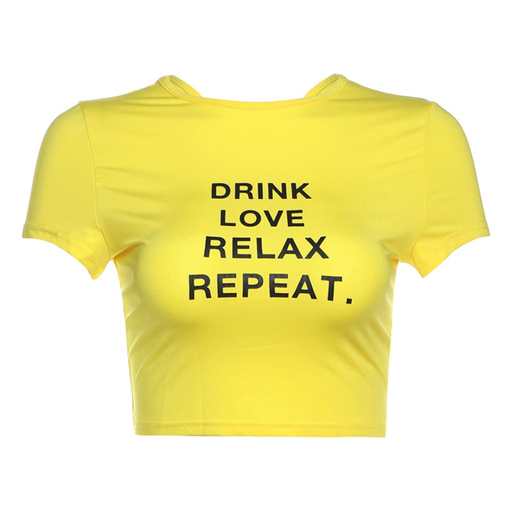 Damen cropped T-Shirt mit Motivdruck Drune