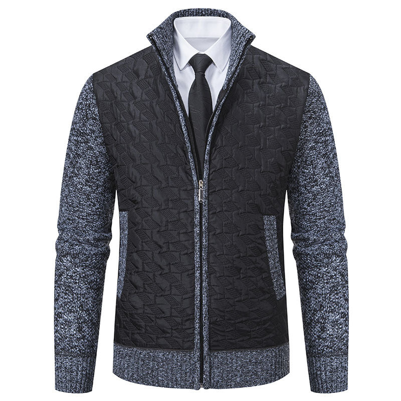 Herren elegante Hybridjacke mit Steppdesign und raffinierten Strickärmeln Drune