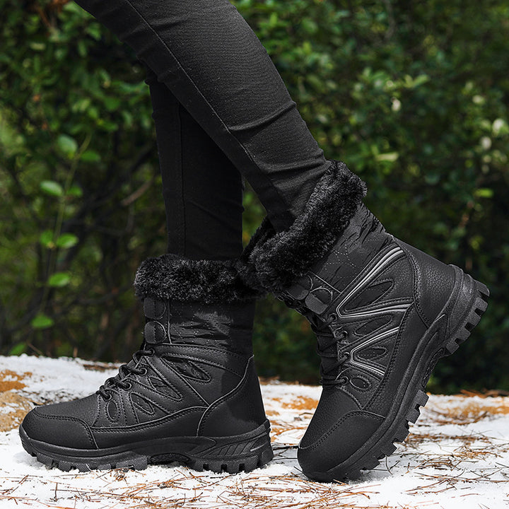 Damen Gefütterte Winter-Trekkingschuhe mit Kunstfellkragen und rutschfester Profilsohle Drune