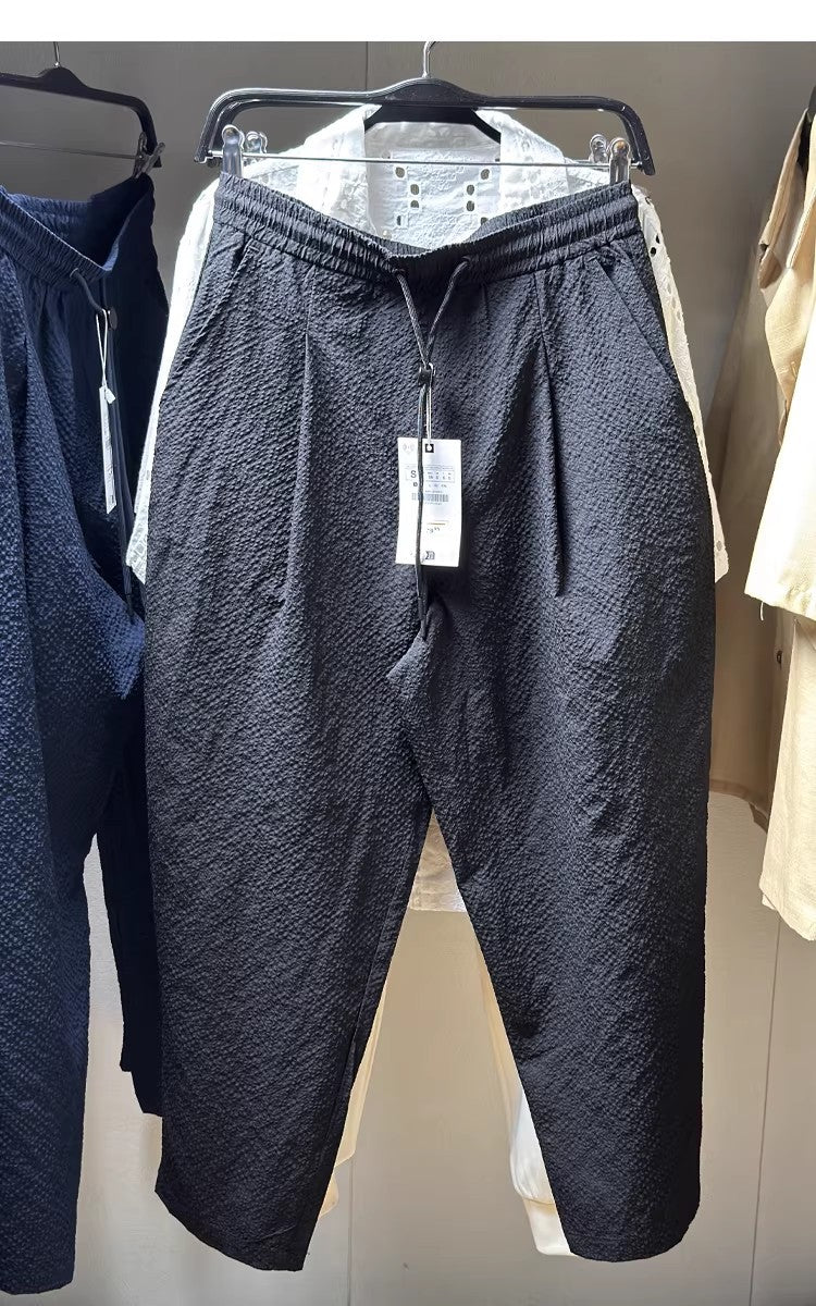 Herren Texturierte Jogginghose mit elastischem Bund Kordelzug und tapered Bein Drune