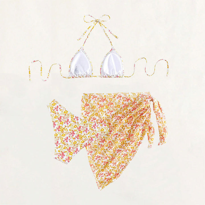 Damen Triangel-Bikini-Set mit floralem Wickeltuch Drune