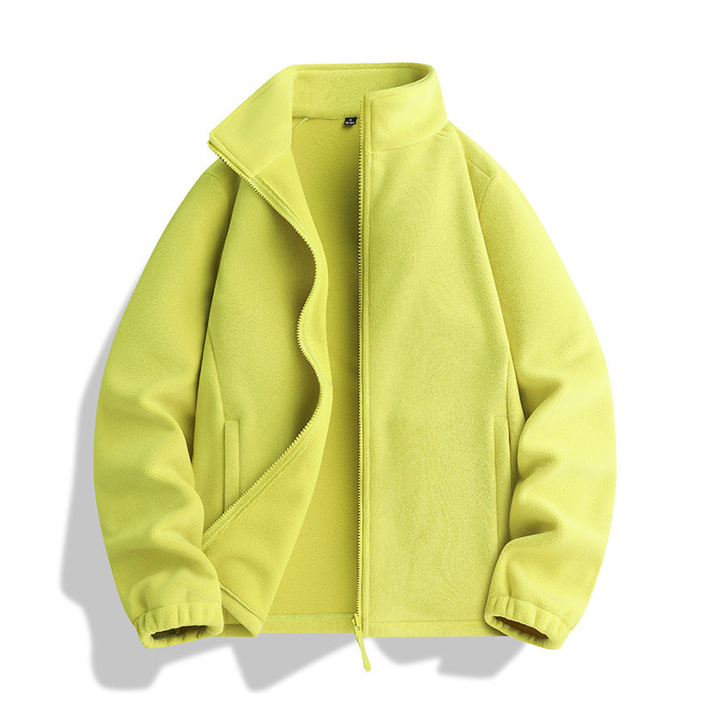 Unisex Fleecejacke mit Stehkragen, durchgehendem Reißverschluss und elastischen Bündchen Drune