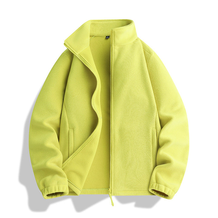 Unisex Fleecejacke mit Stehkragen, durchgehendem Reißverschluss und elastischen Bündchen Drune