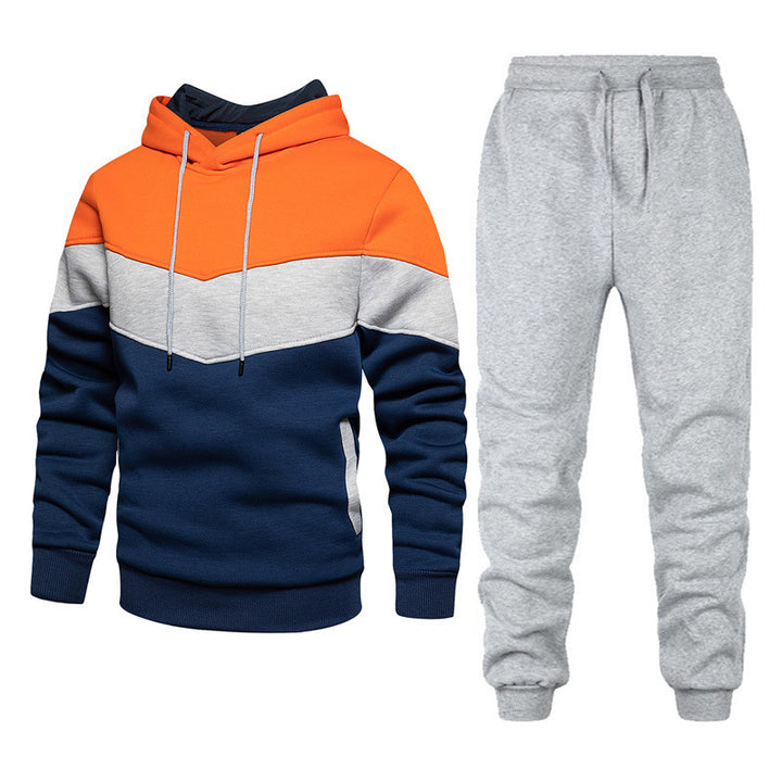 Herren nan athleisure-Set mit Chevron-Kapuze, fleecegefüttertem Pullover und schmal zulaufender Jogginghose Drune