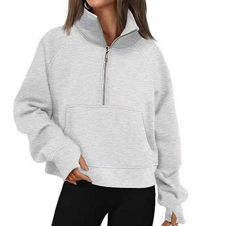 Damen Sportlicher Hoodie mit hohem Kragen Drune