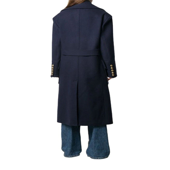 Damen Marineinspirierter Zweireiher-Longcoat aus Wollmix mit Oversize-Revers Drune