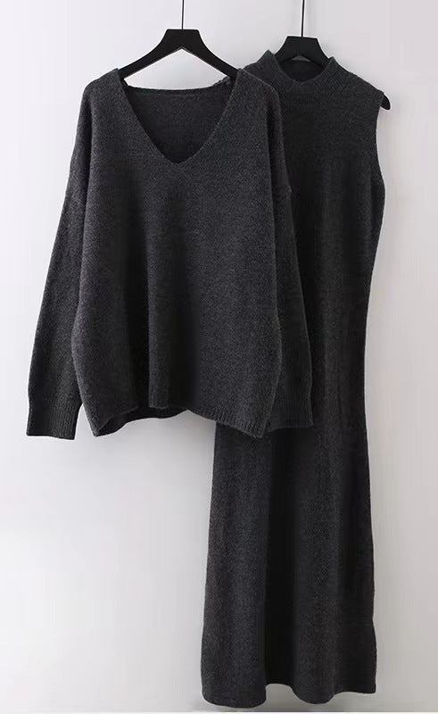 Damen Strickensemble mit weitem Schnitt und V-Ausschnitt Drune