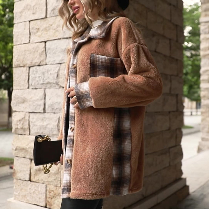 Drune | Karierter Fleece Mantel