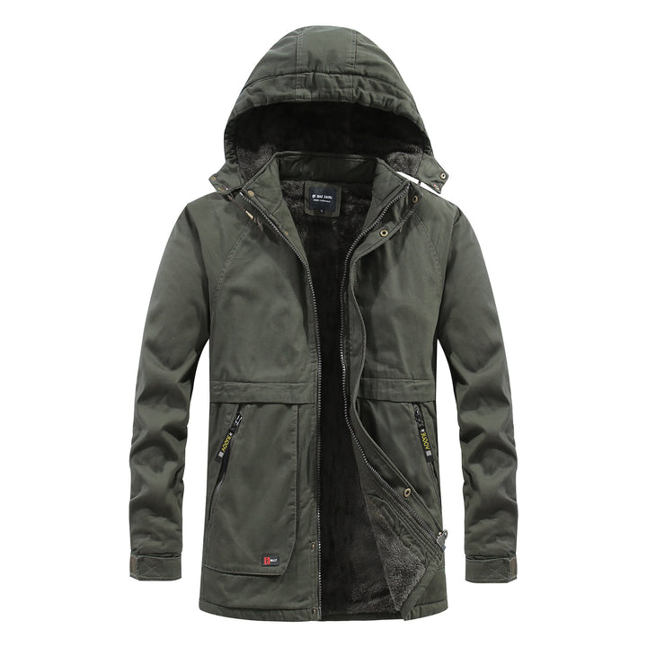 Herren Thermo‑Langparka im Fieldstil mit wärmender Plüschinnenseite und verdeckter Front Drune