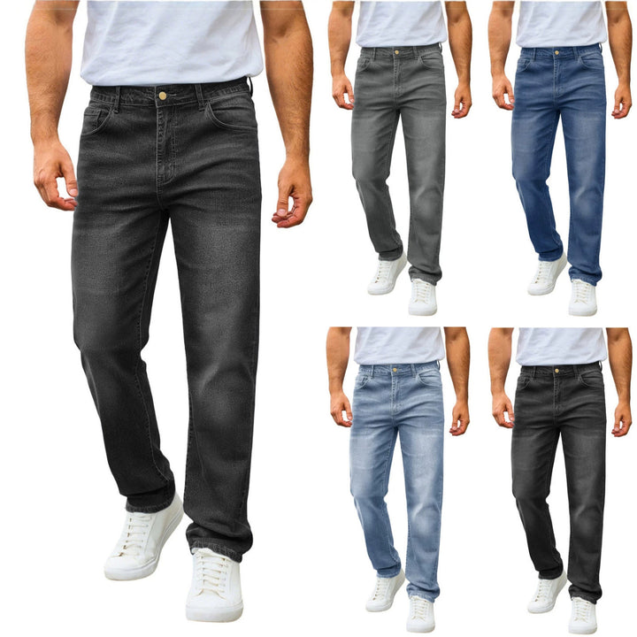 Herren nan lässige Straight-Leg-Jeans mit mittlerer Bundhöhe und Komfortstretch Drune