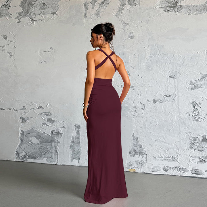 Damen Elegantes Maxikleid mit gerafftem Oberteil Drune