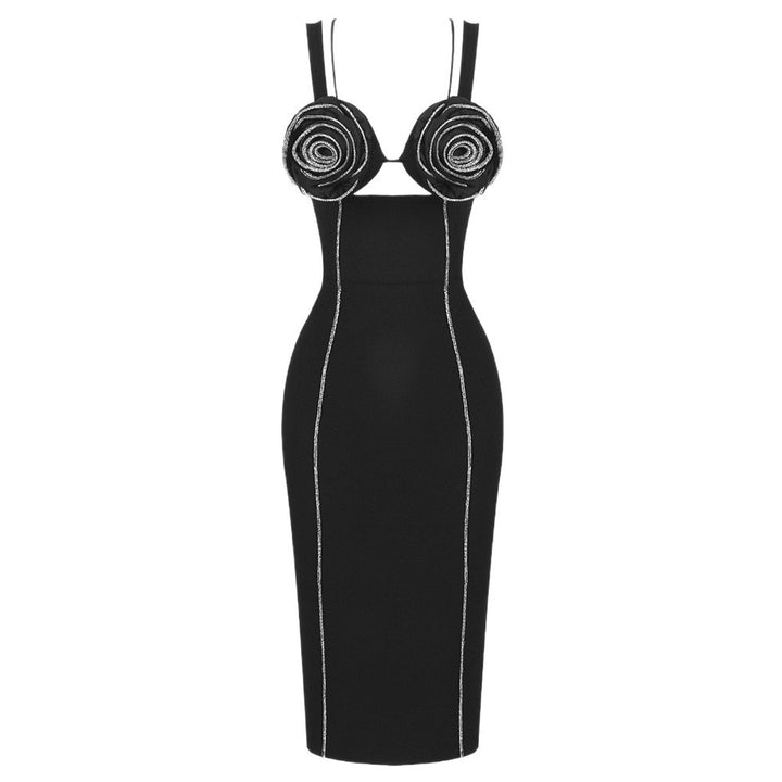 Damen figurbetontes Kleid mit floralem Spitzenbesatz und elegantem Schnürdetail Drune