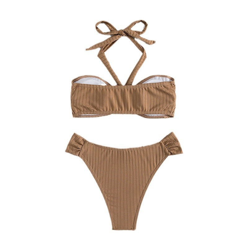 Damen Bandeau-Bikini mit stilvollem Twist und hohem Beinausschnitt Drune