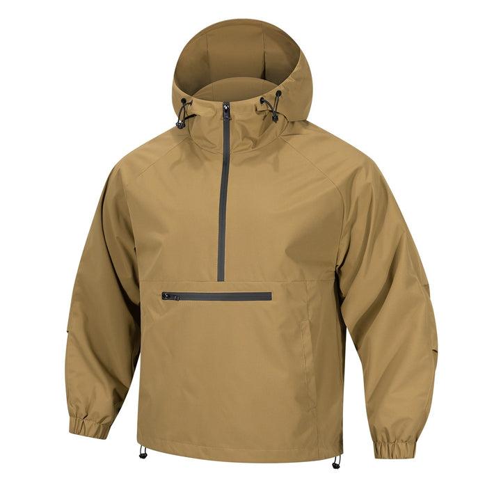 Herren Wind- und Wasserabweisende Anorak-Pulloverjacke mit Halbreißverschluss und Kängurutasche Drune