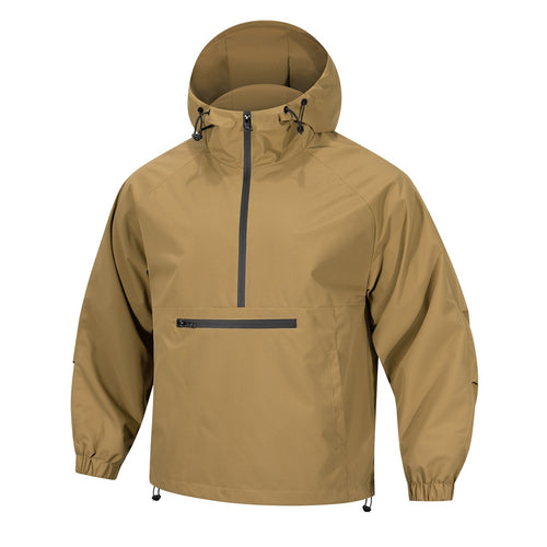Herren Wind- und Wasserabweisende Anorak-Pulloverjacke mit Halbreißverschluss und Kängurutasche Drune