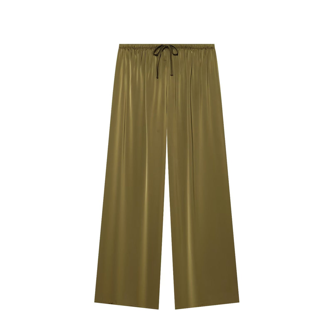Damen nan luftig-weite Palazzo-Hose mit elastischem Bund und Kordelzug Drune