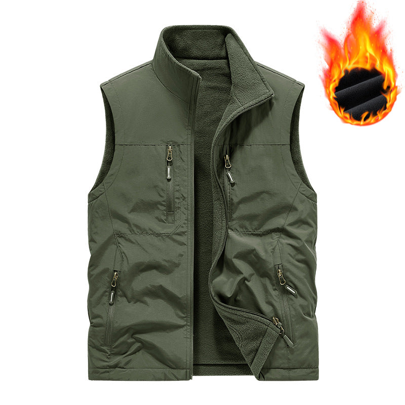 Herren Gefütterte Outdoor-Thermoweste mit Fleece-Innenfutter, Reißverschlusstaschen & winddichter Außenlage Drune