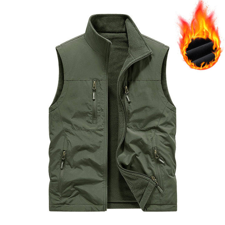 Herren Gefütterte Outdoor-Thermoweste mit Fleece-Innenfutter, Reißverschlusstaschen & winddichter Außenlage Drune