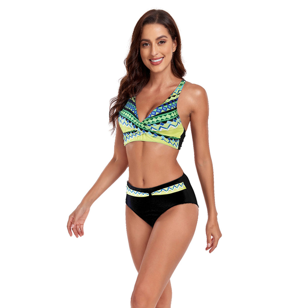 Damen Sportliches Bikini-Set mit trendigem Schnitt und modernem Grafikdesign Drune