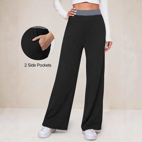 Damen Weite Komfort-Loungehose mit hohem Softbund und Seitentaschen Drune