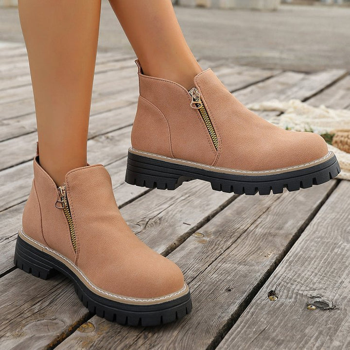 Damen Ankle-Boots mit grober Profilsohle und seitlichem Reißverschluss Drune