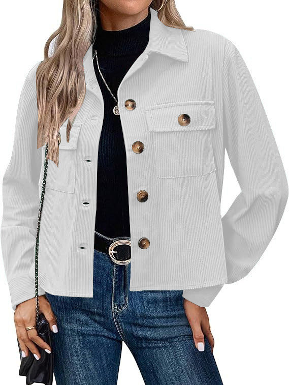Damen Cordjacke mit zwei Brusttaschen Drune